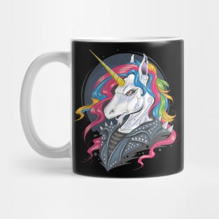 full colour rainbow hair gold unicorn Mug